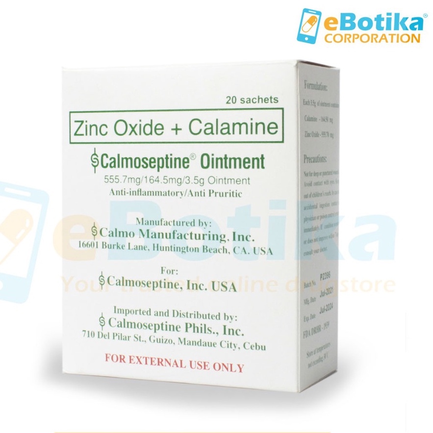 Calmoseptine Ointment Zinc Oxide + Calamine 3.5g (20pcs Sachet/perBox