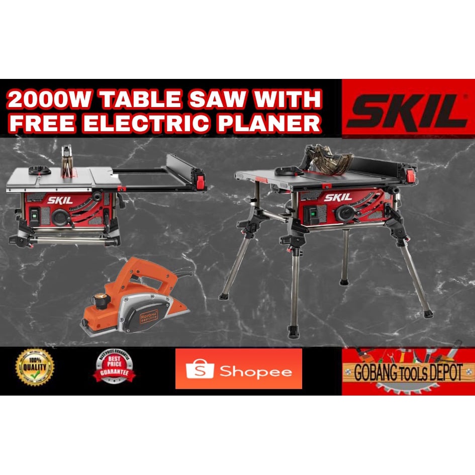 SKIL TABLE SAW 2000W w/ Folding Stand and FREE Hoyoma Electric Planer