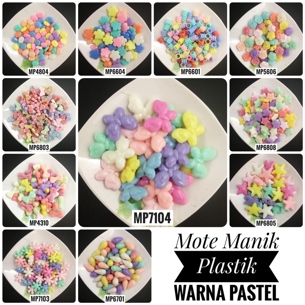Mote Pastel Color Plastic Beads Various Shapes Per 15 gr | Shopee ...
