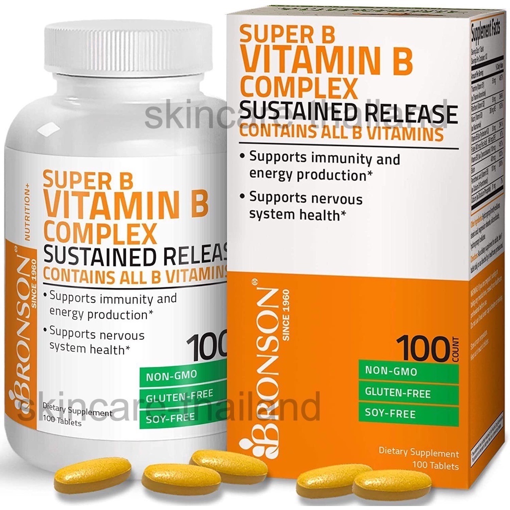 Bronson Super B Vitamin Complex 100 Tablets Vitamins Nourishes The ...