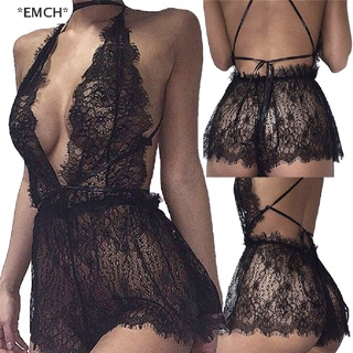 Young Girl Seduction Underwear Sleepwear Set Sexy Lingerie Cute Perspective  Lace Mesh Short Sleeve Panties Set Pajama for Women