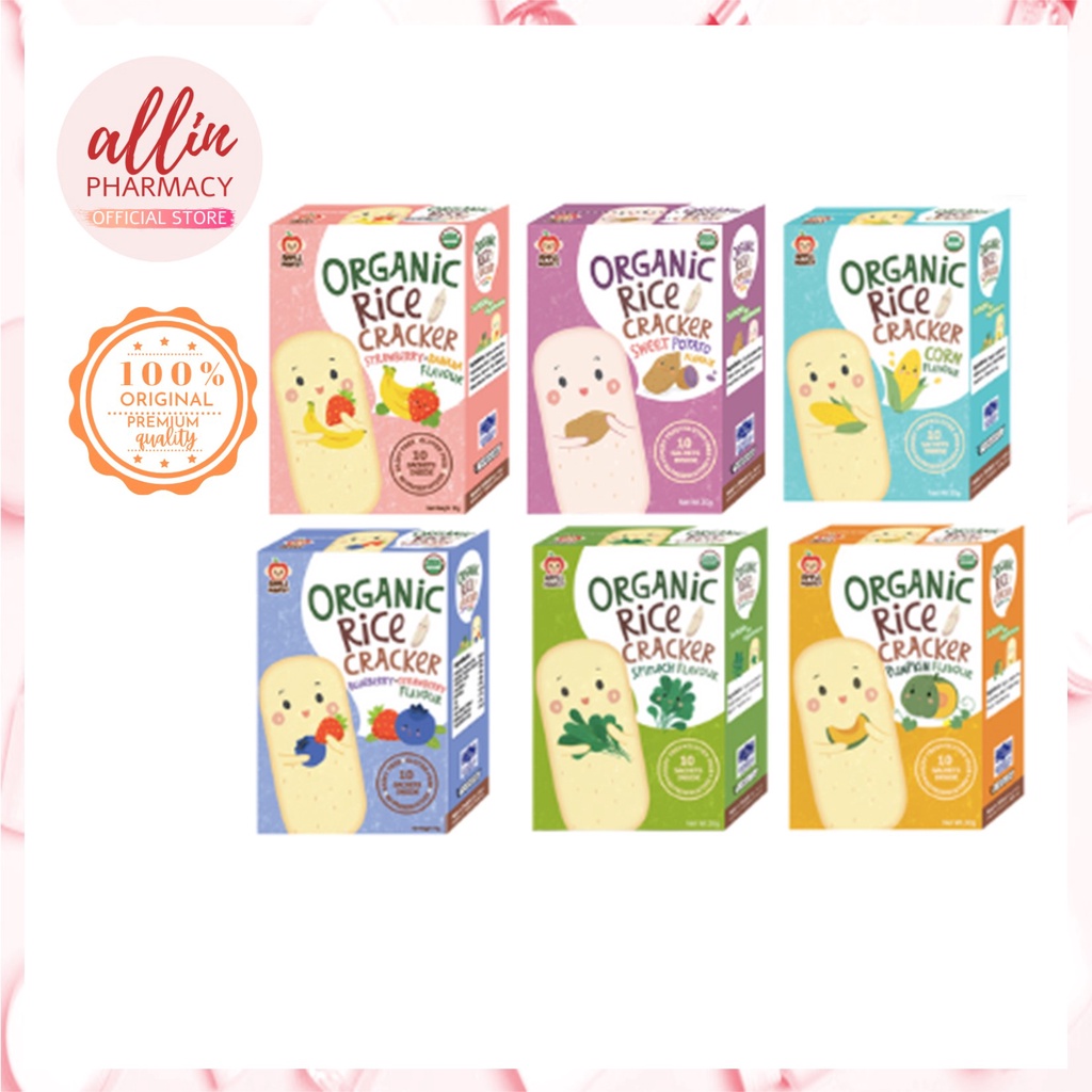 Apple Monkey Organic Rice Cracker 30g (Strawberry Banana/Sweet Potato ...