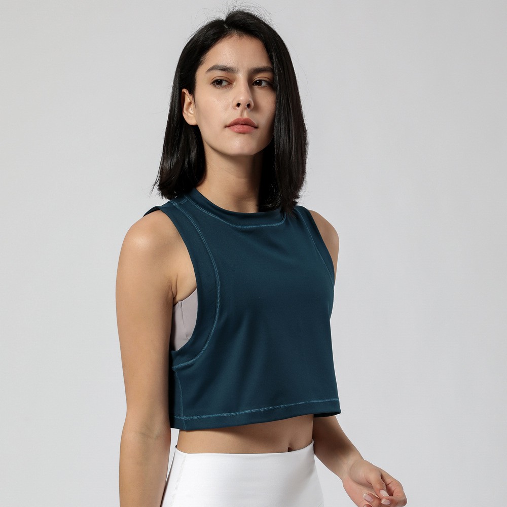 Women Crop Top Loose Fit Fitness Tank Tops + Sleeveless Sportswear