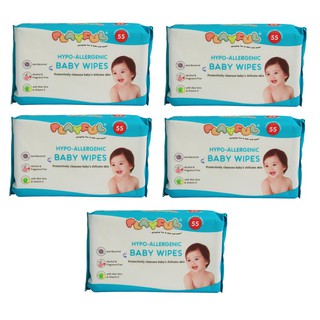 Playful Hypo Allergenic Baby Wipes, 55 sheets, Pack of 5