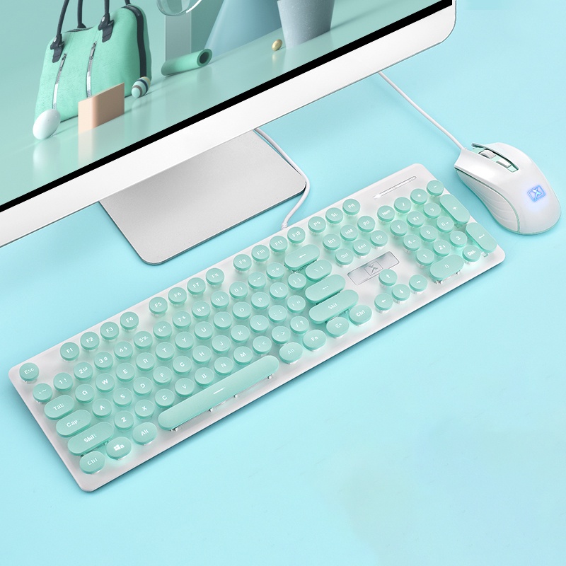 New Wireless Keyboard And Mouse Set Macaron Color Fully Compatible With 