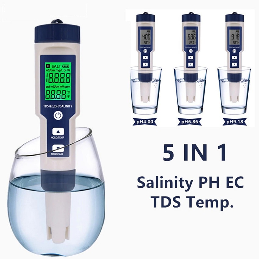 Ez-9909 5 In 1 Salinity Tds Ec Temperature Ph Meter Water Quality ...