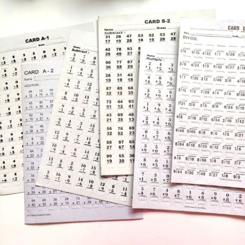 1pc Math Window Card (Addition , Subtraction , Multiplication ...