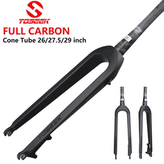 TOSEEK Carbon Fork Straight Cone Tube Mountain Bike Fork 26 27.5 29er mtb Fork Disc Brake Rigid Fork Carbon Cycling Fork