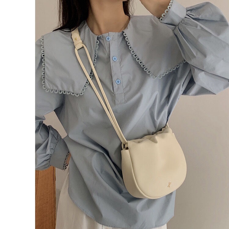 PU Shoulder Bag Korean Style Bag Solid Color Large Capacity Messenger