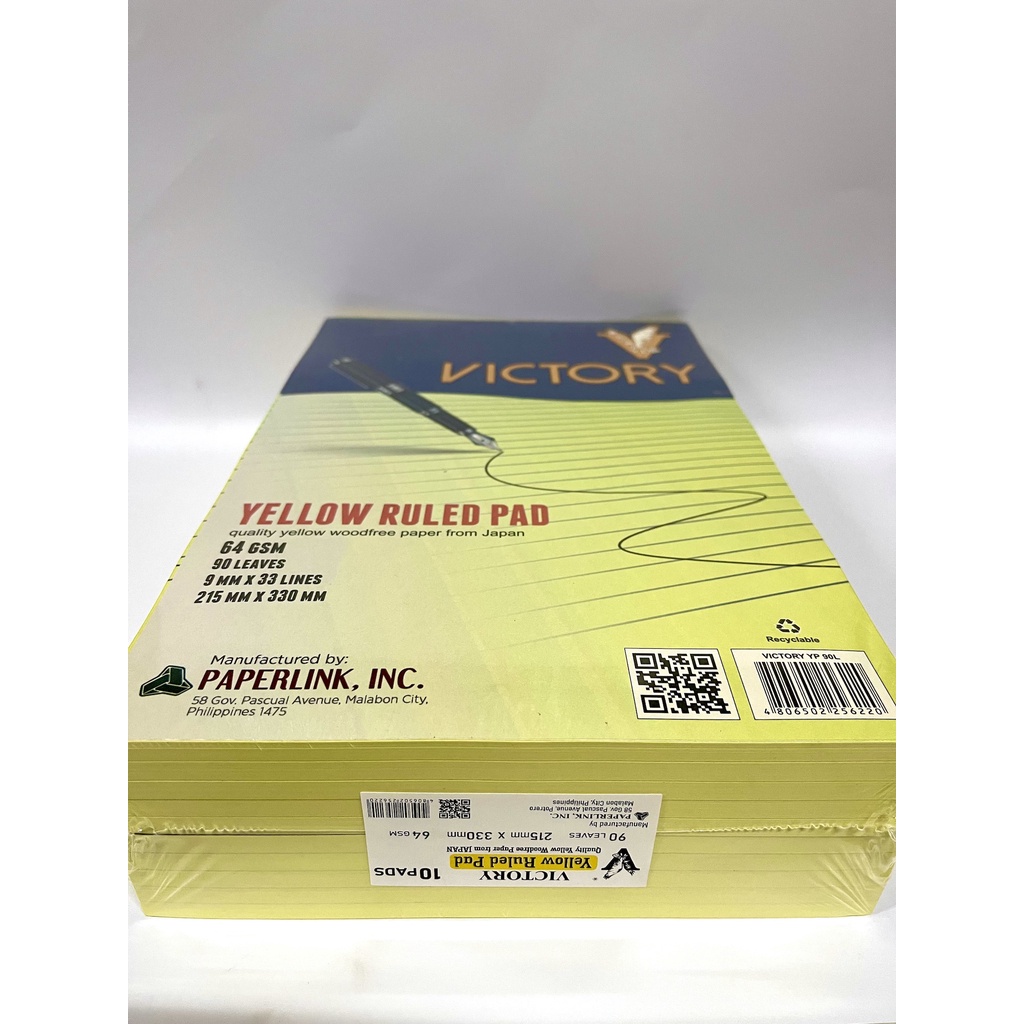 Yellow Pad Paper Long Writing Pad Sold per ream (10pads) Victory l