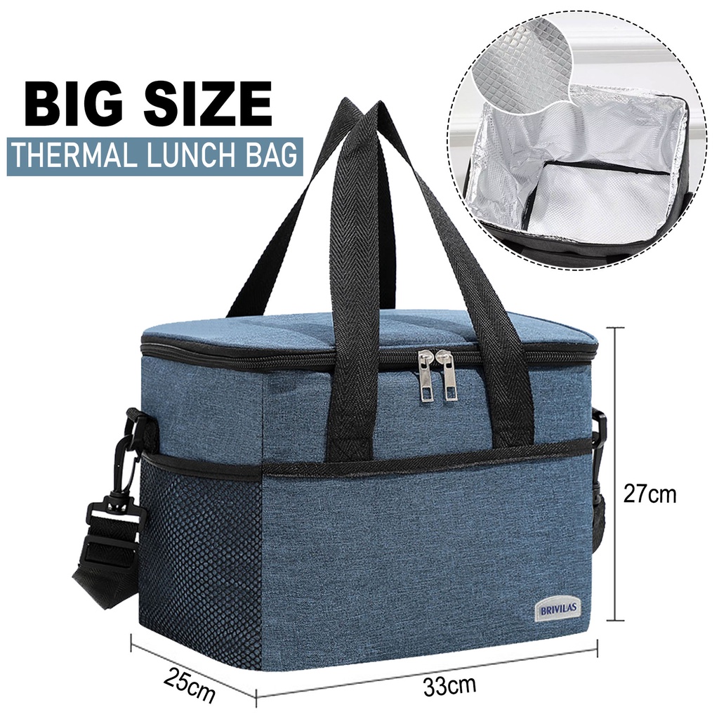 Brivilas Large Capacity Aluminum Cooler Thermal Lunch Bag(BIG SIZE ...