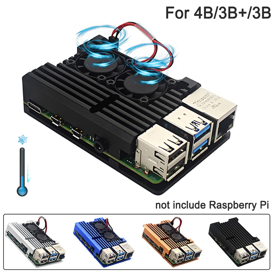 Raspberry Pi 4 4b Metal Case Raspberry Pi Case With Dual Cooling Fan Aluminium Alloy Protection 3023