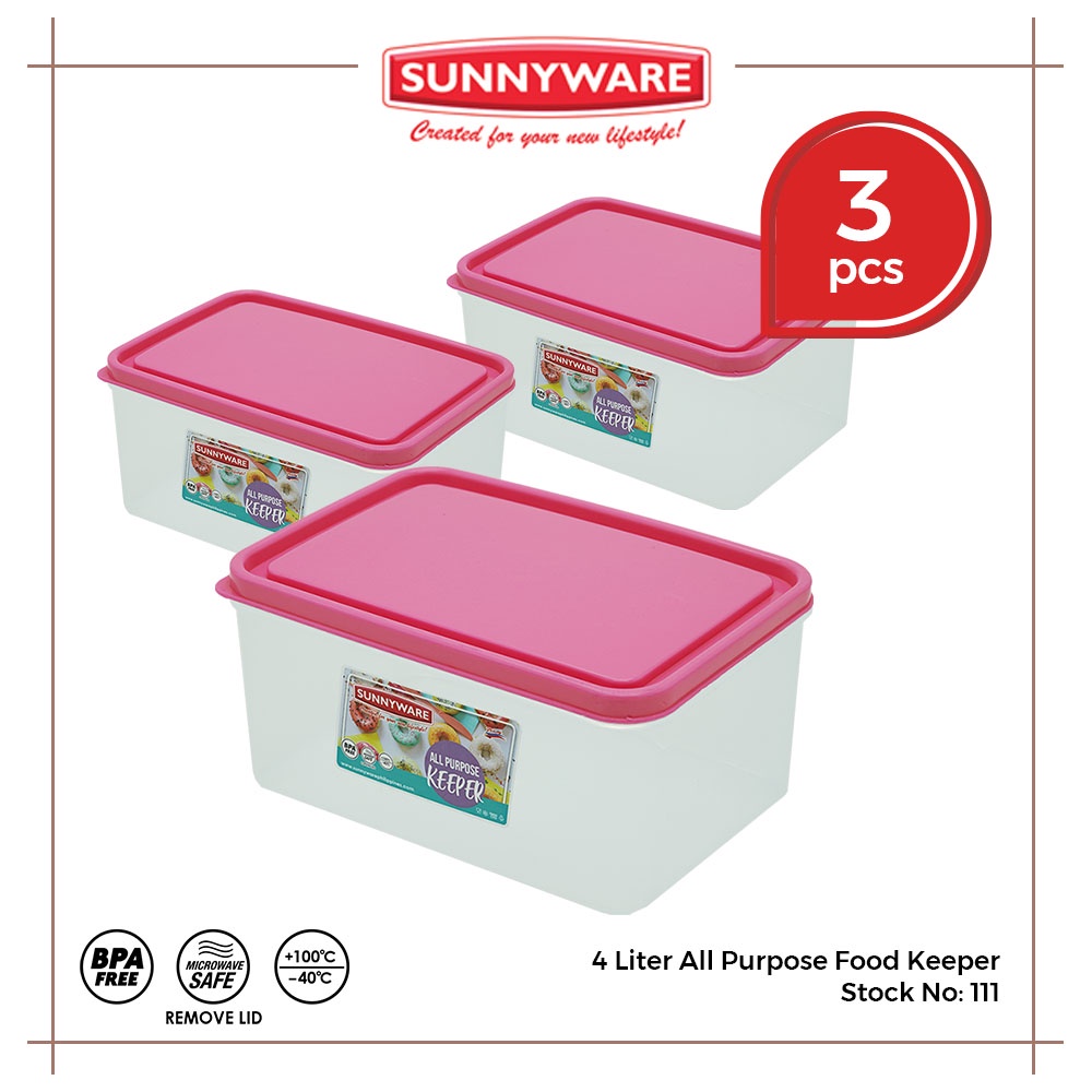 3pcs 4 Liter All Purpose Food Keeper [Sunnyware 111] | Plasticware ...