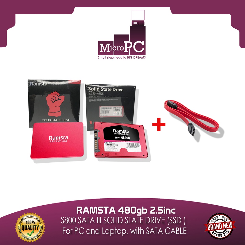 RAMSTA 480gb 2.5inc S800 SATA III SOLID STATE DRIVE (SSD ) For PC and ...