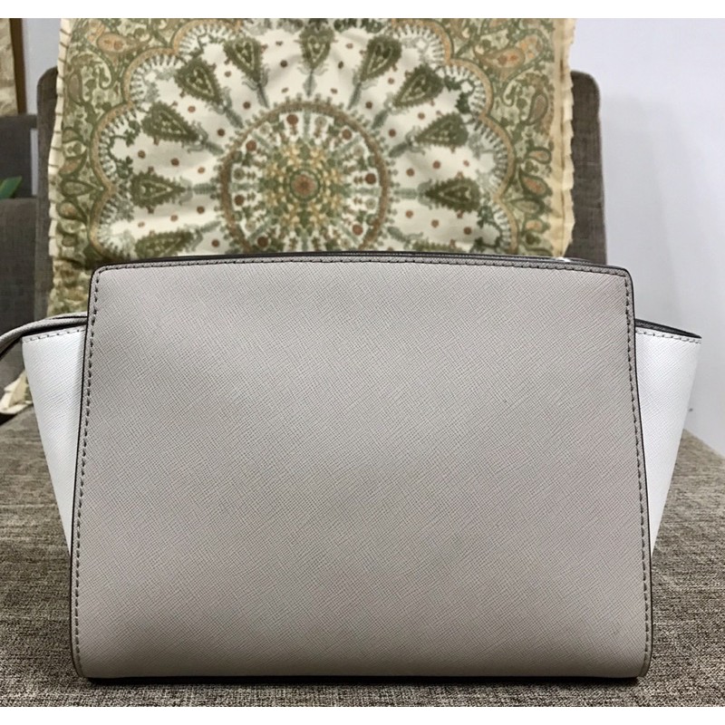 Michael Kors Selma Medium Messenger Bag Crossbody Cement Gray Cream