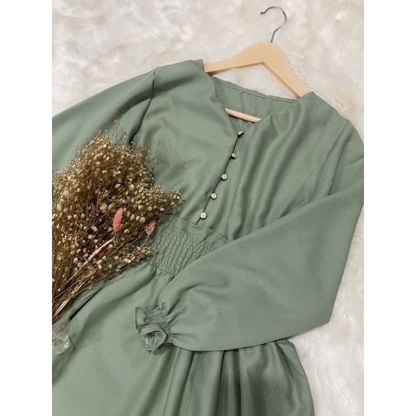 NATASHA DRESS with Pearl Button open front bust | Shopee Philippines