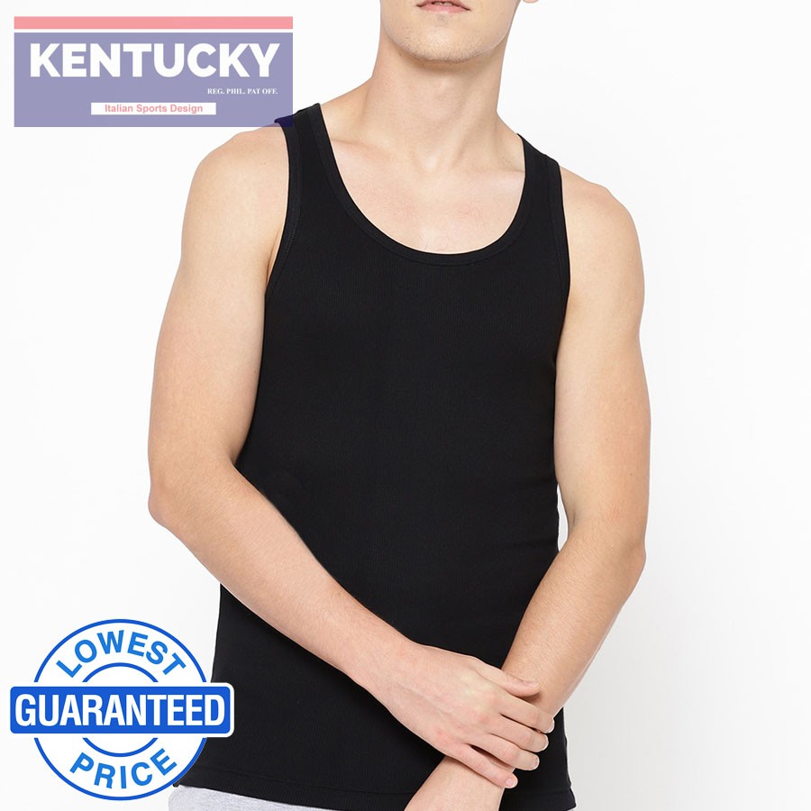 Kentucky Plain Black Cotton Sando Tank for Men Adult Shopee Philippines