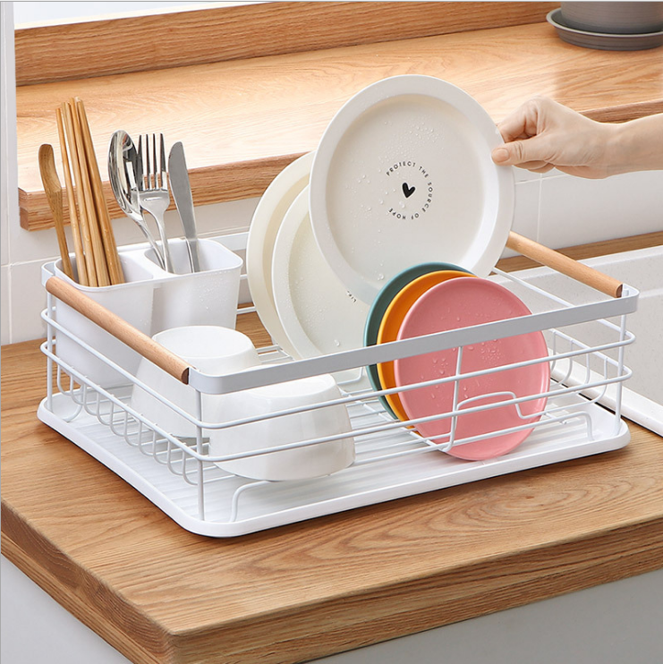 Japanese-style wrought iron tableware storage dish rack multi-function ...