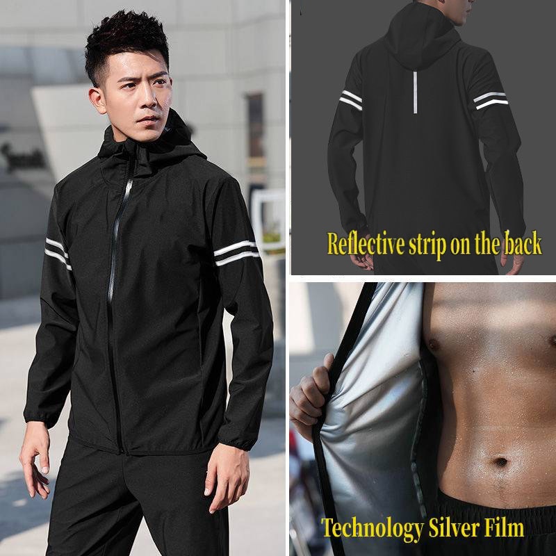 PaoBoo Men Sauna Suit Jacket Exercise Sweat Fast Weight Loss GYM Fitness Sports Workout Shopee Philippines