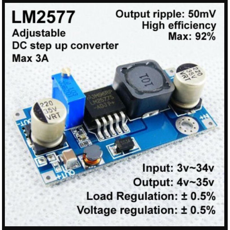 LM2577 3A DC-DC Adjustable Step Up Boost Converter Module for Better ...