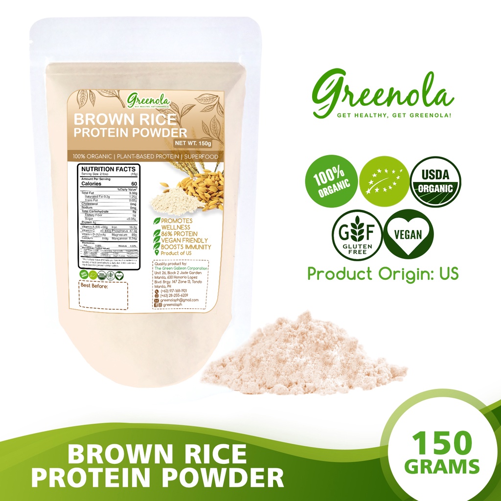 Greenola Organic Brown Rice Protein Powder 150G Shopee Philippines