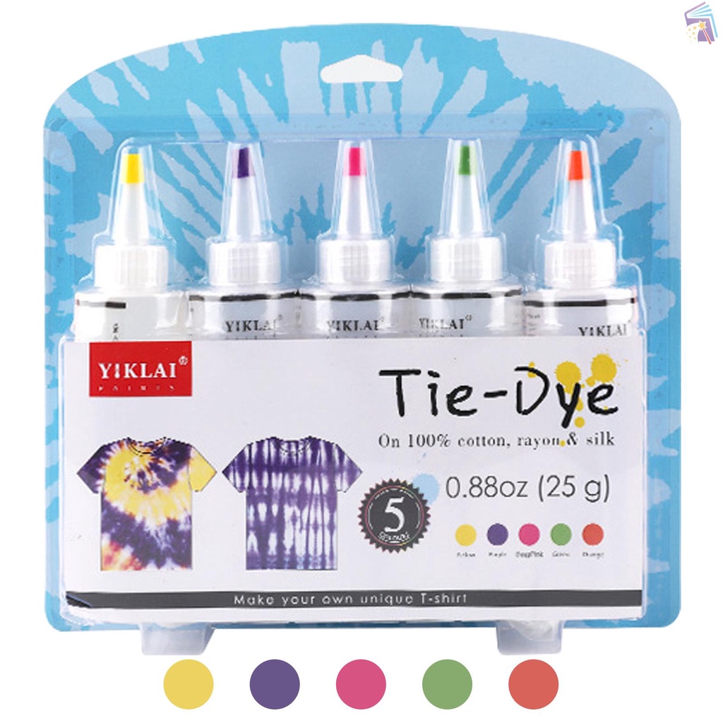 Sy♥5 Colors DIY Tie Dye Kits Fabric Dye Set Fabric Paint 120ml/bottle ...