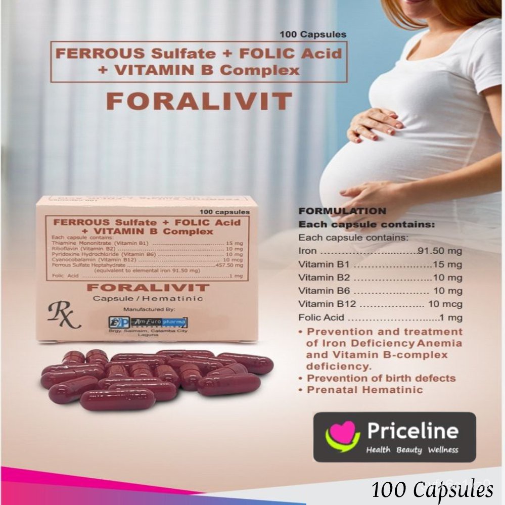 Authentic Ferrous Sulfate + Folic Acid + Vitamin B Complex Foralivit