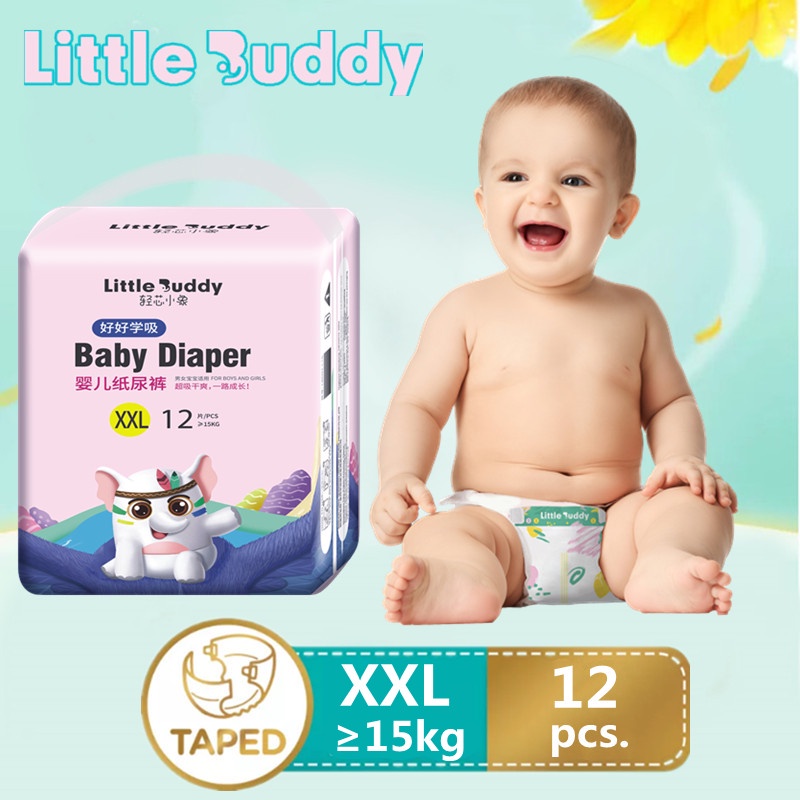 hot sale[DIAPER SALE] Little Buddy Diapers XXL≥15 KG Disposable Dry Soft Diapers for Baby 12PCS