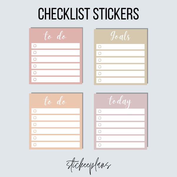Checklist or To Do List Stickers for Planner or Bullet Journal (8 ...