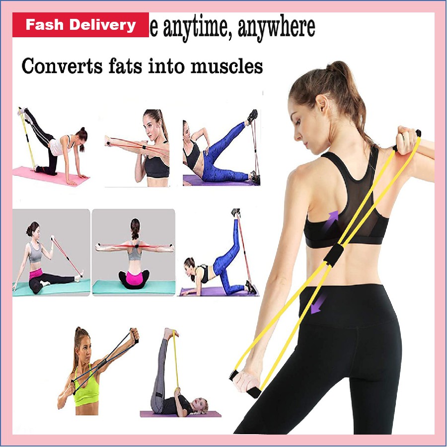 8 Resistance Band Yoga Custom Resistance Exercise Band Tube Stretch Fitness  Pilate