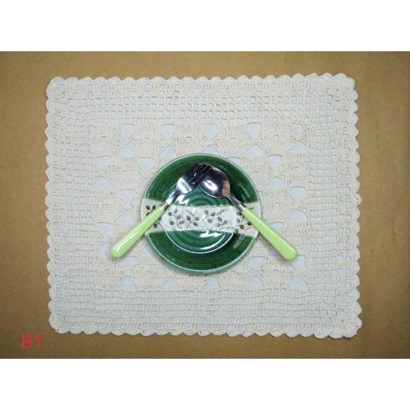 Placemat Handmade Crochet 14x17 inches Colors Beige and White Shopee Philippines
