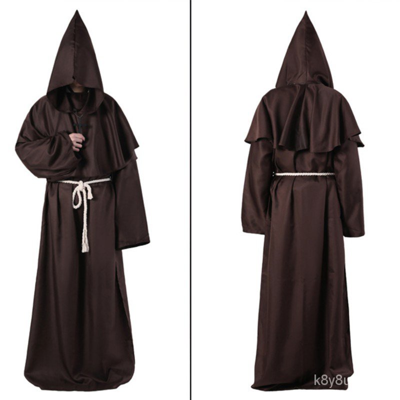 【Lowest price】LlKA Medieval Monks Hooded Robe Costume Halloween Costume ...
