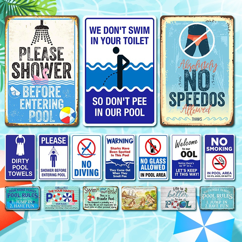 Swimming Pool Signs Pool Rules Metal Tin Signs 8 x 12 Inches | Shopee ...
