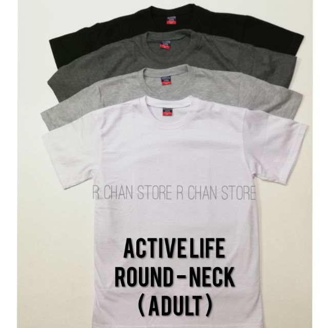 ACTIVE LIFE PLAIN COLOR! ROUND NECK T SHIRT XS TO 3XL!!