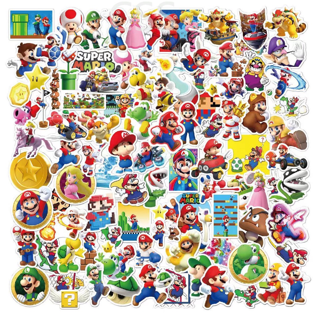 CSS. 100Pcs/Set Super mary Graffiti Waterproof Stickers Mario Brother ...
