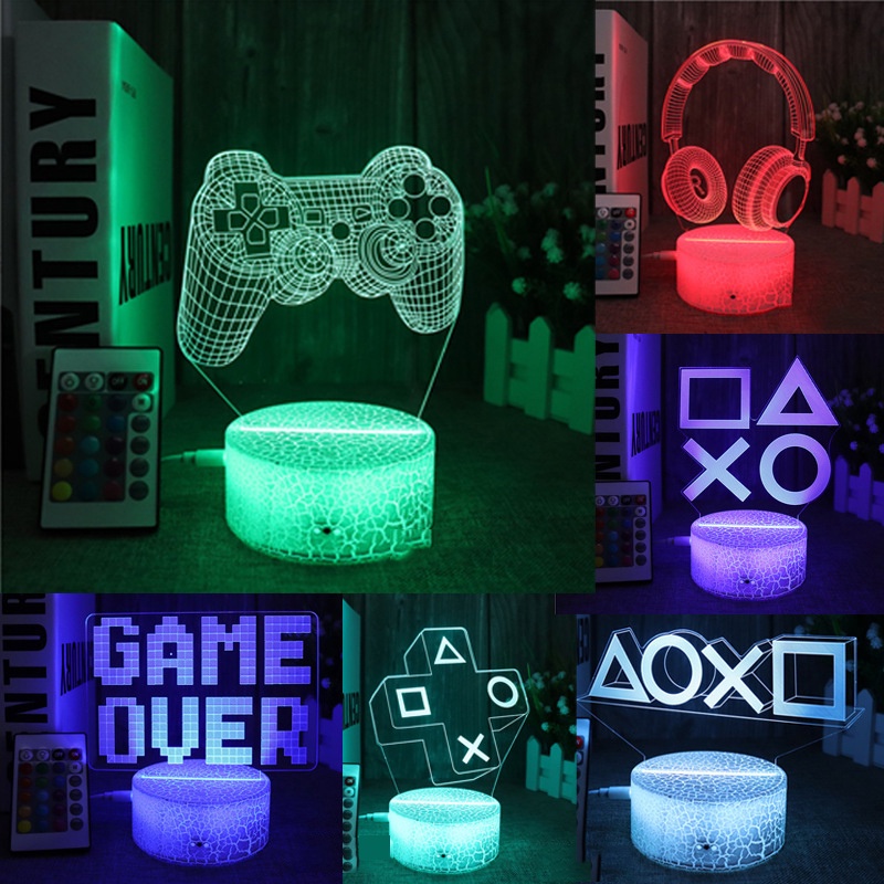 3d Illusion Night Lamp Gaming Room Game Pad Desk Setup Lighting