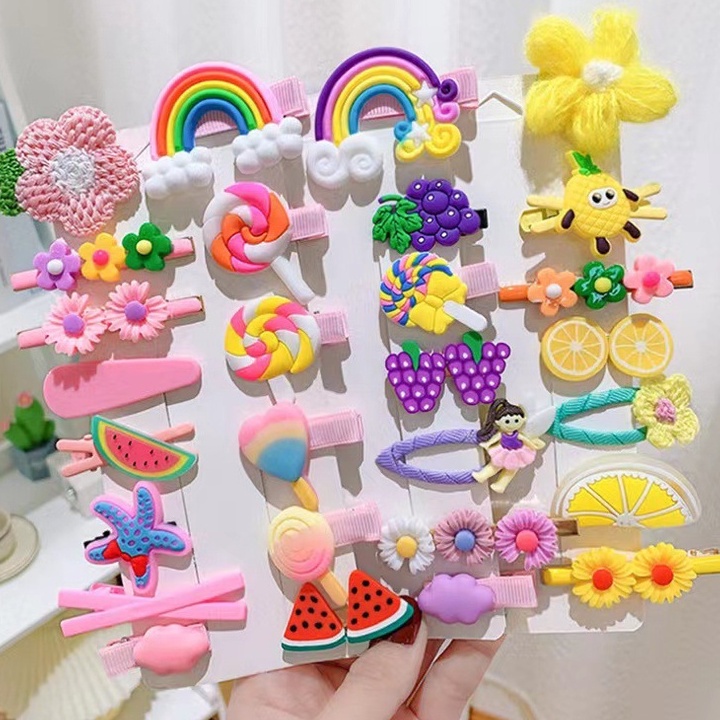 14 Pcs Cute Hair Clip Set Bangs Hairpin Flower Fruit Baby Girl ...