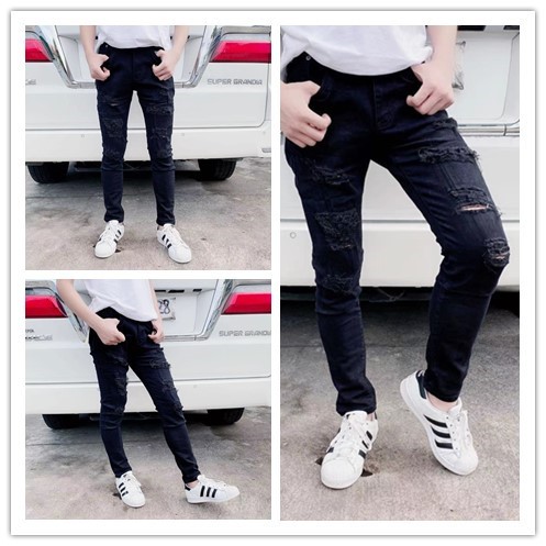 Men's Jeans Tattered Ripped Skinny Pants Strechable 5292 | Shopee ...