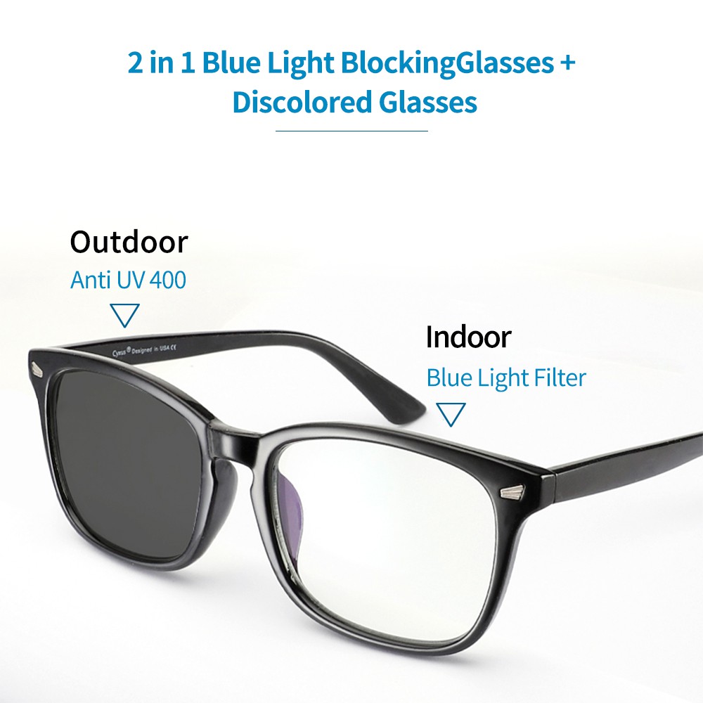 Cyxus Photochromic Sunglasses Blue Light Blocking Computer Glasses For Men Women Reduce Eye 6750