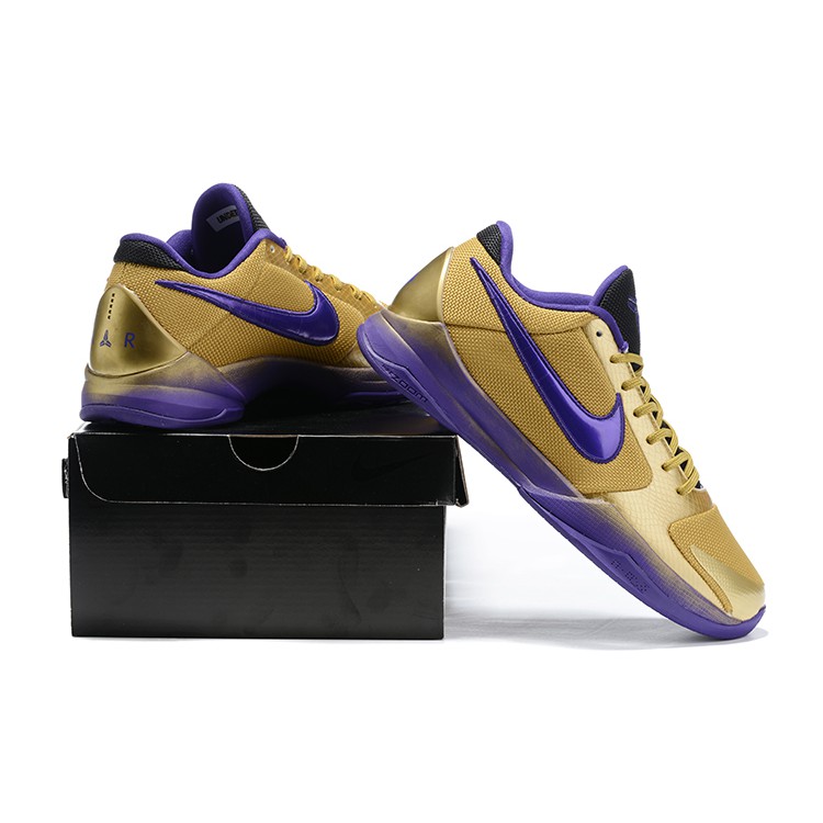 100% Original Nike Kobe Zoom 5 Protro Hall of Fame Gold/Purple Sports  Basketball Shoes for Men