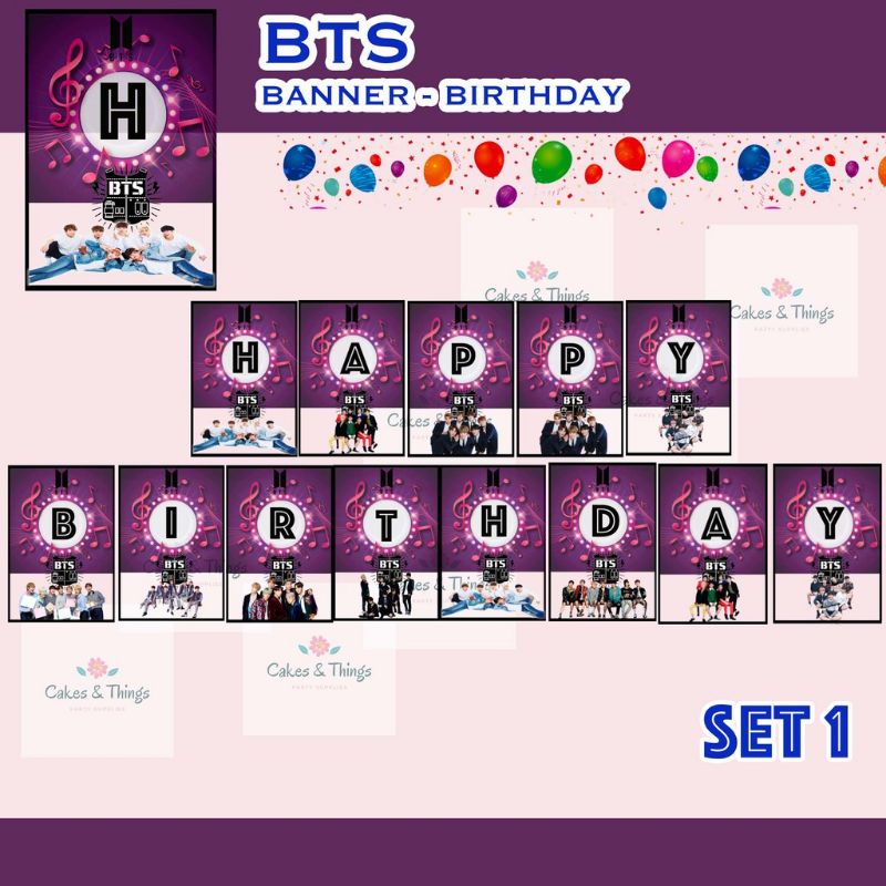 BTS Kpop Birthday Banner Party Decoration 5 X 8 INCHES | Shopee Philippines