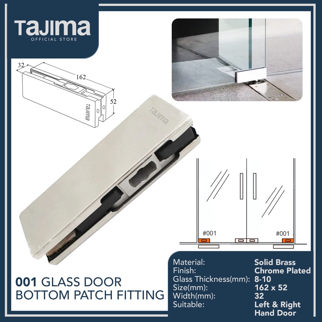 Tajima Glass Door Bottom Patch Fitting (Stainless Steel) | Shopee ...