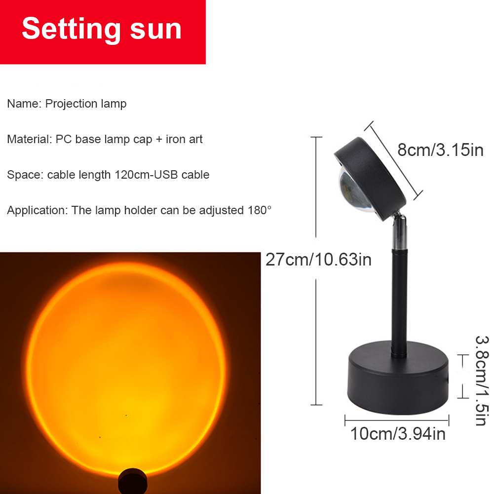 Sunset lamp Projector light Rainbow Selfie light Atmosphere Led Night Light USB DC5V for Home Coffee Shop Background Wall Decoration Projected Lamp