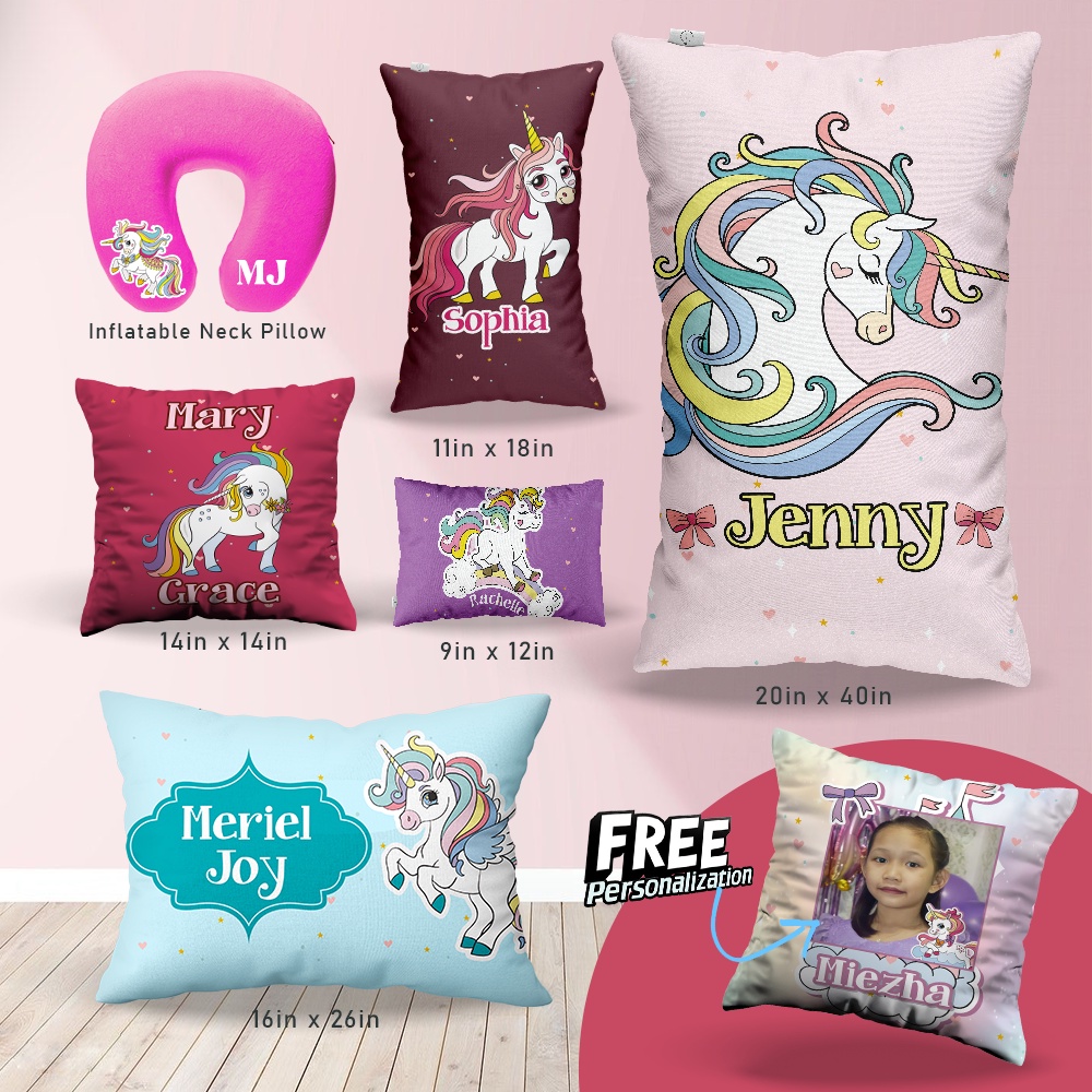 Personalized Unicorn Design Pillow Microfiber Satin Cushion