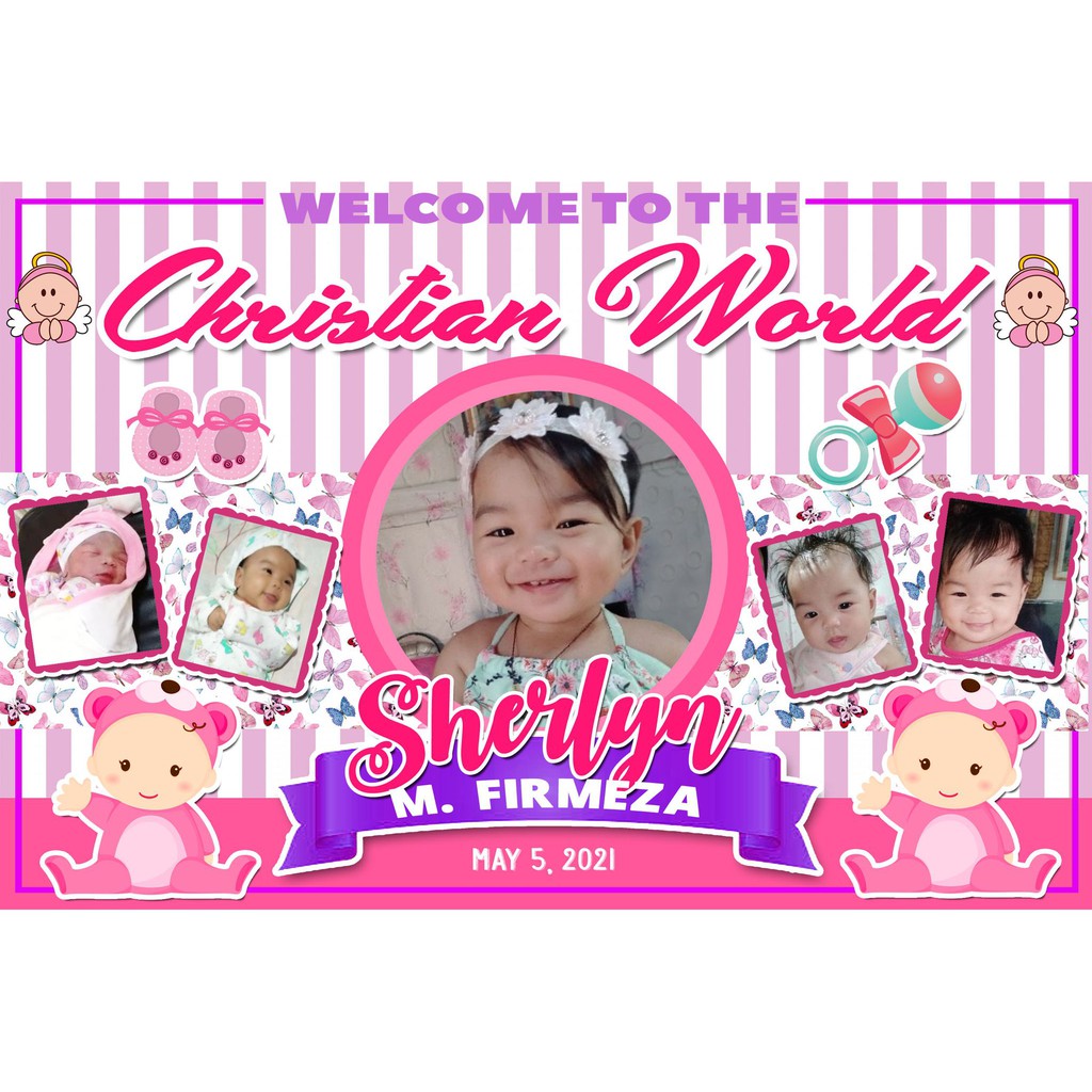 TARPAULIN 3 2x3 BAPTISM CHRISTENING BIRTHDAY PINK Shopee