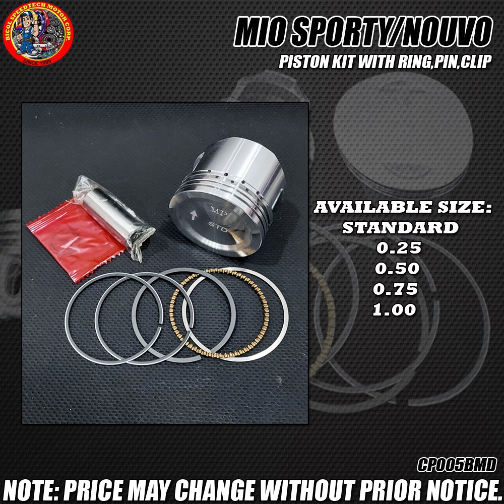 MIO SPORTY/NOUVO PISTON KIT WITH RING, PIN, CLIP (CP005BMD) Shopee