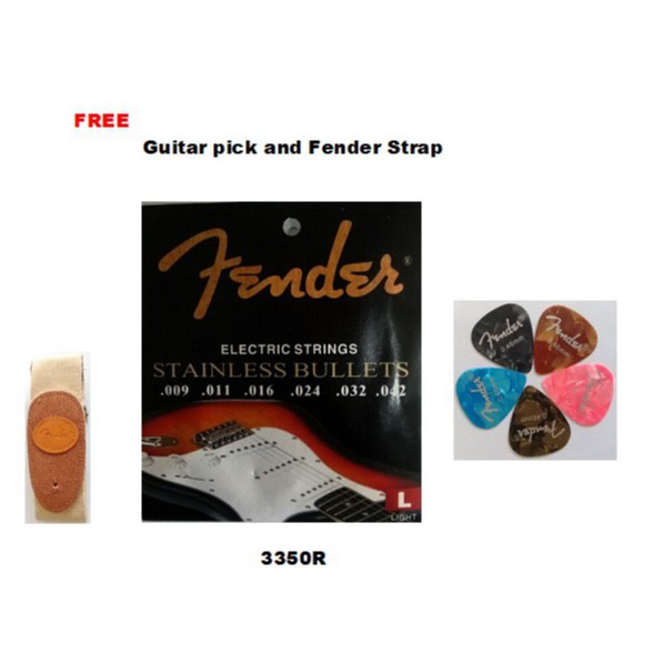 Fender Electric Strings Stainless with Free 5 pieces Guitar Pick and ...