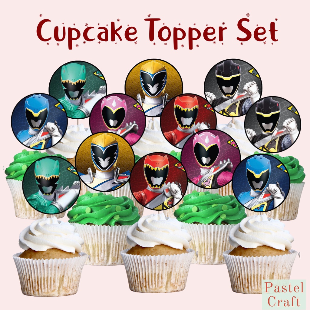 Power Rangers Dino 12 pcs/pack Customized Cupcake Toppers for Parties ...