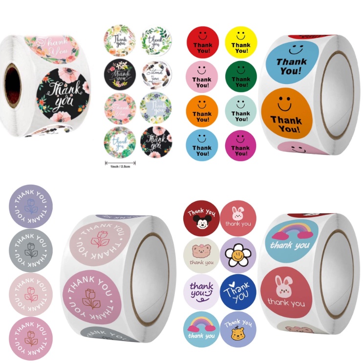 500pcs/roll Round Thank You for Your Order Heart Stickers Handmade Seal ...