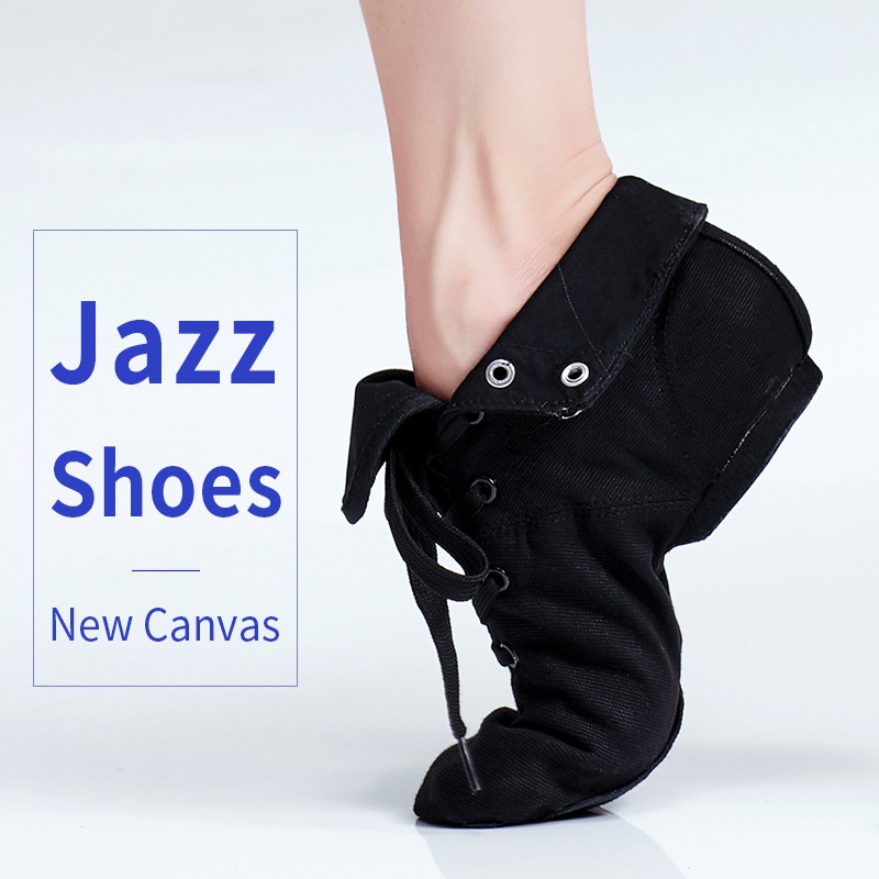 Jazz Shoes Canvas Ankle Length Dance Boots for Kids Adult Black Shopee Philippines